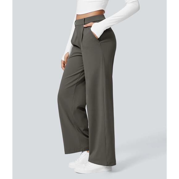 NWT Halara Flex™ High Waisted Pocket Straight Wide Leg Work Pants | Gray | SZ M - Picture 2 of 11